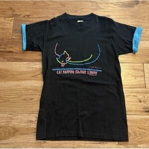 Vtg Good Stuff John Lennon CAT NAPPING Shirt USA Made Beatles Band Music Men's M